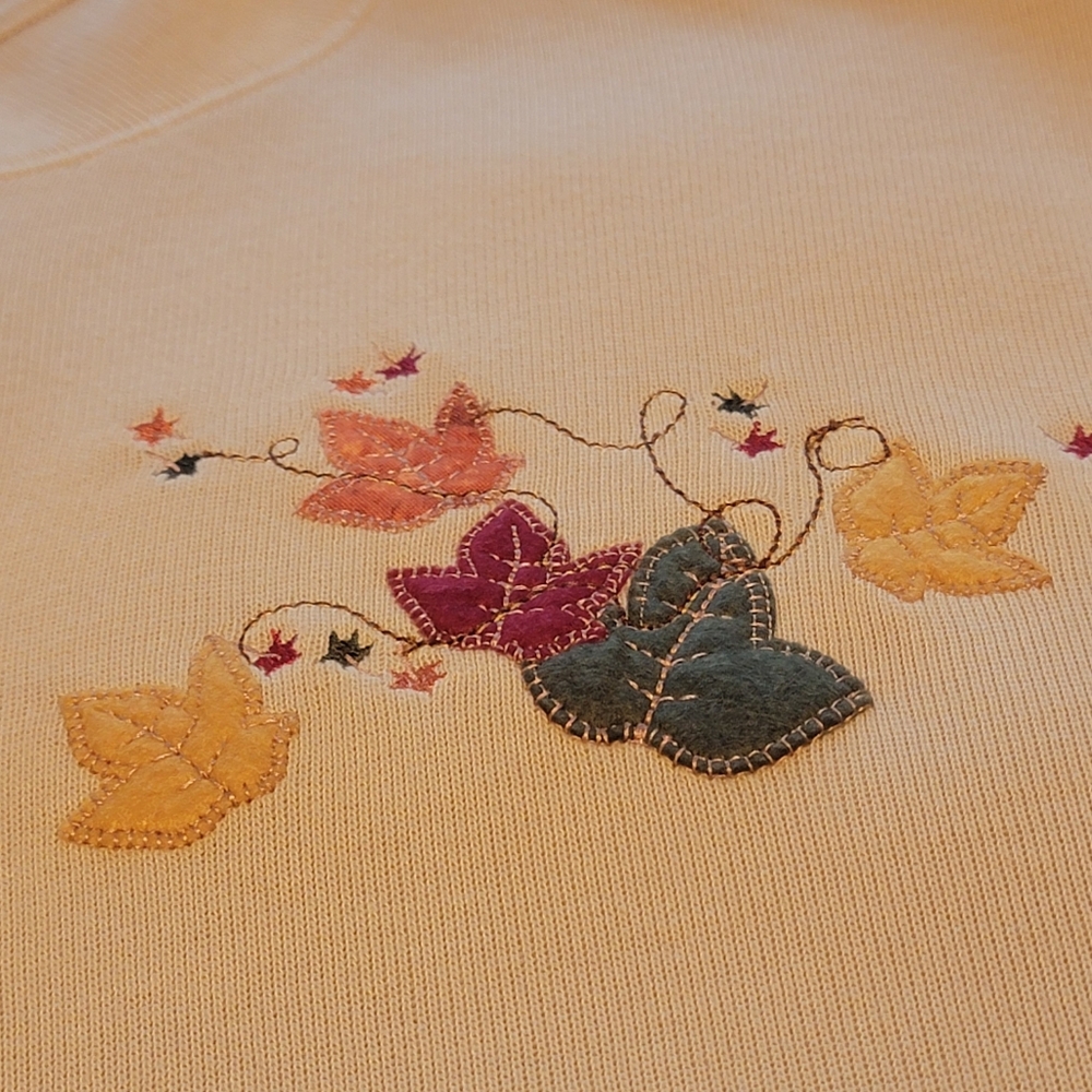 Embroidered Lighthouse Apparel Sweater Full Zip Small Autumn Leaves Vintage 90s - Picture 5 of 12